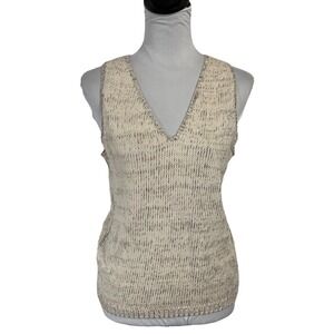 NEW Vintage Chunky Knit Tank Top Size M Sweater Vest 100% Cotton Neutral USA 90s